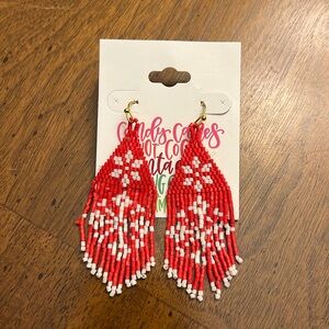 Snowflake Earrings - Red & White
